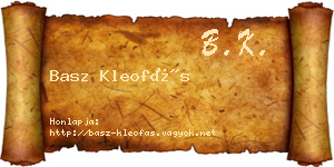 Basz Kleofás névjegykártya